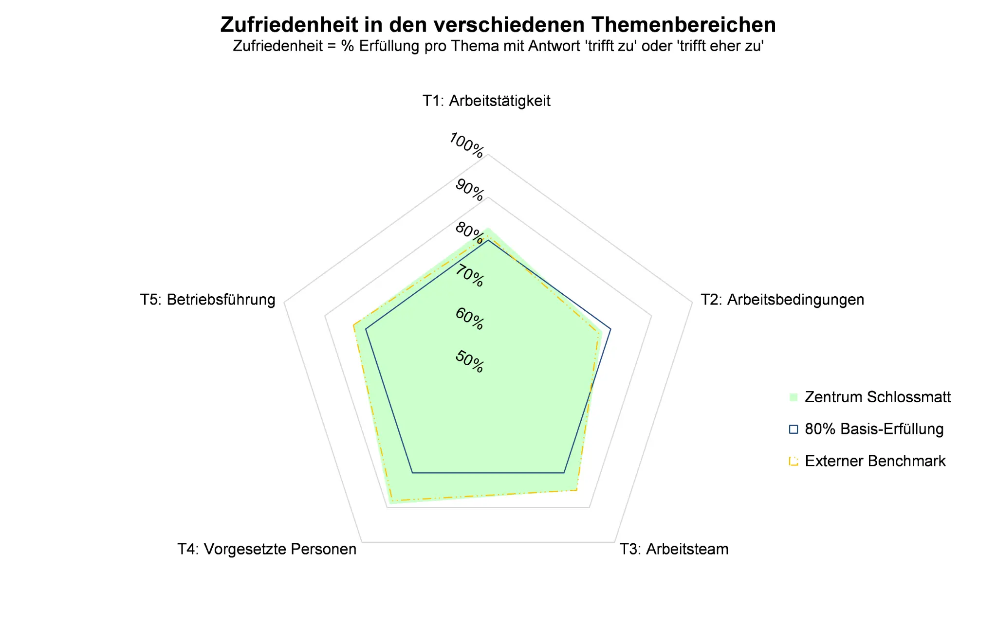Spidergrafik Zufriedenheit Themenbereiche Zentrum Schlossmatt 2025